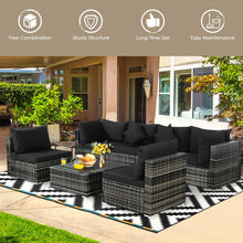 Load image into Gallery viewer, 7 Pieces Patio Rattan Furniture Set Sectional Sofa Garden Cushion-Black
