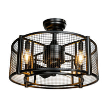 Load image into Gallery viewer, 20 Inch Caged Bladeless Ceiling Fan with Light Reversible Motor and Remote Control-Black
