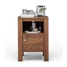 Load image into Gallery viewer, Compact Floor Farmhouse Nightstand with Open Shelf and Cabinet-Rustic Brown
