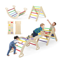 Load image into Gallery viewer, 5 in 1 Kids Wooden Montessori Climber Toy with Ramp Ladder Arch Slide
