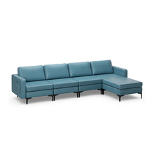 Load image into Gallery viewer, Modular L-shaped Sectional Sofa with Reversible Ottoman and 2 USB Ports-Blue
