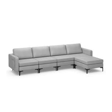 Load image into Gallery viewer, Modular L-shaped Sectional Sofa with Reversible Ottoman and 2 USB Ports-Light Gray
