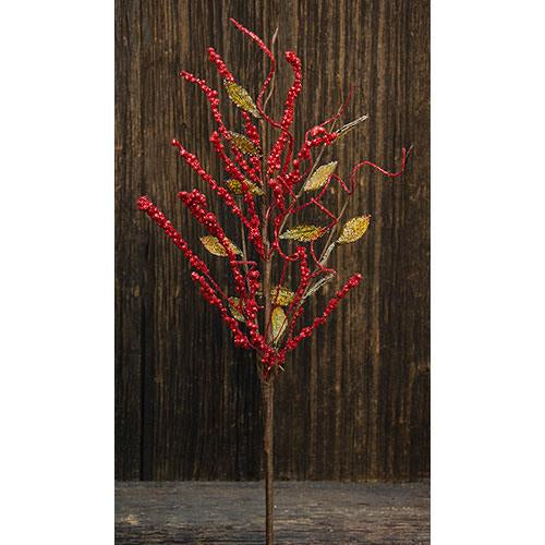 Red Glitter Bud Spray  (Pack of 4)