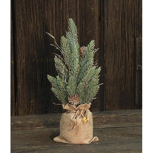 Snowy Glitter Pine Tree in Gift Bag 12