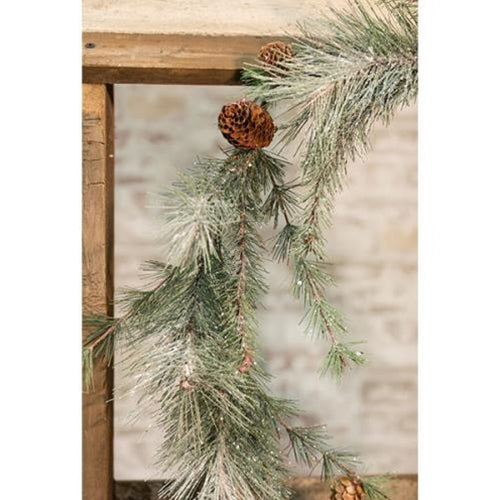 Icy Glittered Needle Pine Garland
