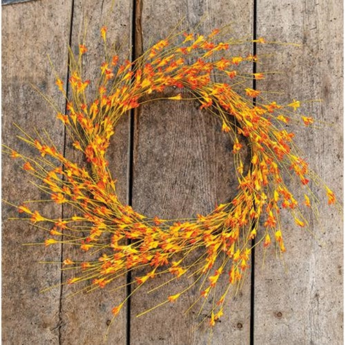 Wispy Orange Buds Flower Wreath 22