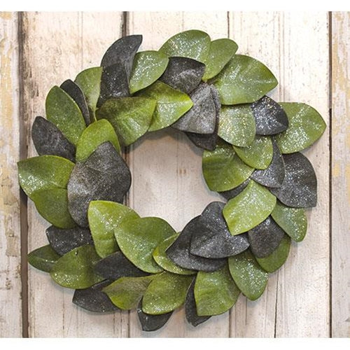 Vintage Glitter Magnolia Leaves Wreath 22