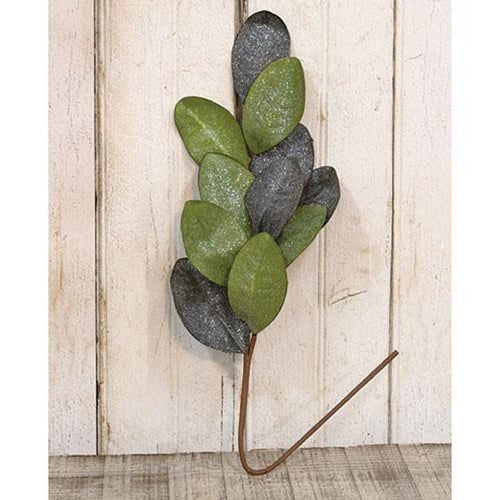 Vintage Glitter Magnolia Leaves Spray 30