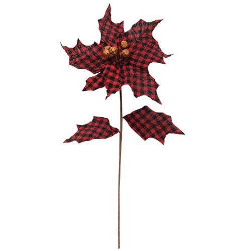 Buffalo Gingham Country Poinsettia (Pack of 4)