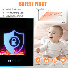 Load image into Gallery viewer, 50/60 Inch Wall Mounted Recessed Electric Fireplace with Decorative Crystal and Log-60 inches
