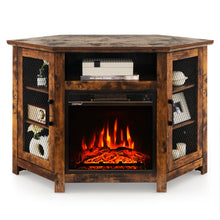 Load image into Gallery viewer, Corner TV Stand with 18 Inch Electric Fireplace for TVs up to 50 Inch-Rustic Brown
