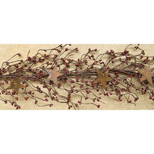 Pip Berry Garland With Stars Burgundy 40