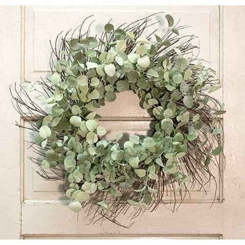 Silver Drop Eucalyptus Twig Wreath 24