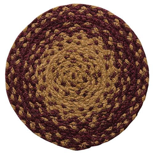 Burgundy/Tan Braided Trivet (Pack of 4)