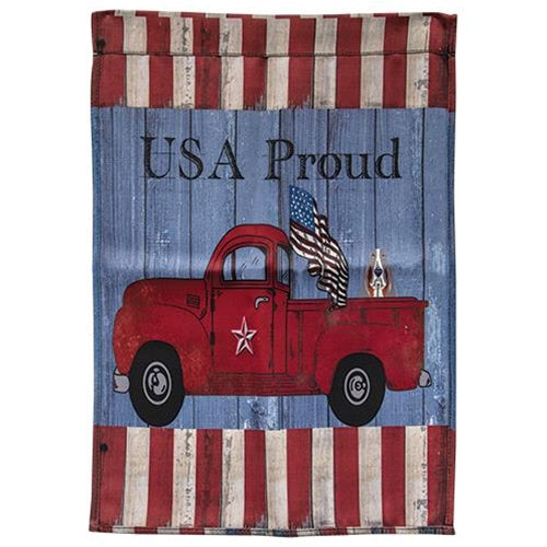 USA Proud Red Truck Garden Flag  (Pack of 2)