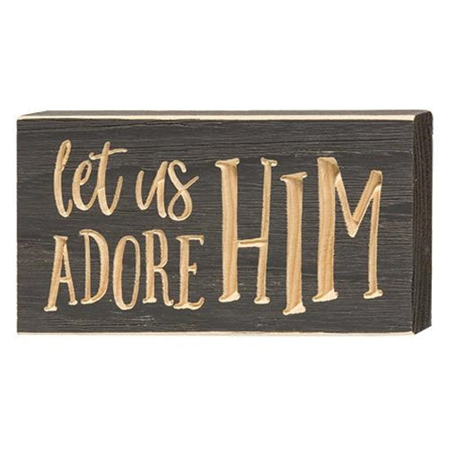 Let Us Adore Him Engraved Block 3.5