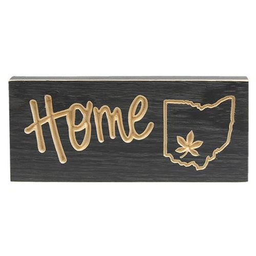 Engraved Home Block w/Ohio & Buckeye Leaf Iron Ore (Pack of 4)
