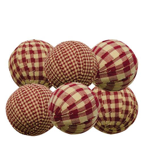 6/Set Burgundy Rag Balls 2.25