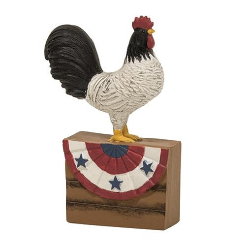 Resin Rooster on Americana Box Shelf Sitter (Pack of 2)