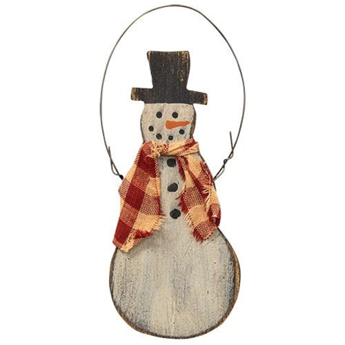 Wooden Snowman w/Scarf Ornament (Pack of 4)