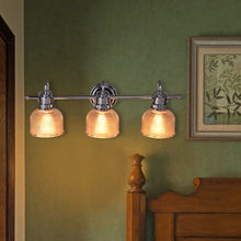 Load image into Gallery viewer, 3 Light Brushed Chrome Glass Wall Mounted Vanity Light
