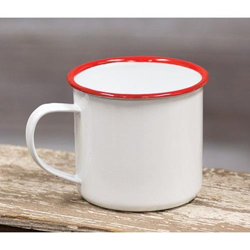 Red Rim Enamel Coffee Mug  (Pack of 4)