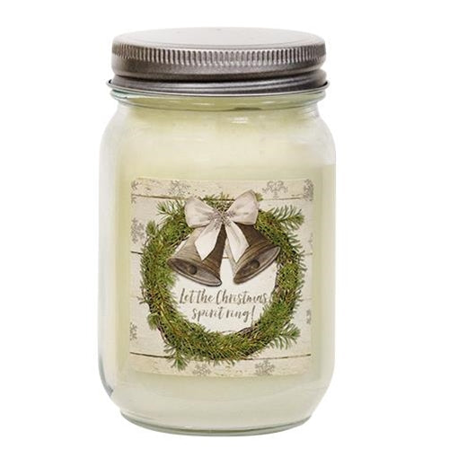 Let the Christmas Spirit Ring Pint Jar Candle Snowberry (Pack of 2)