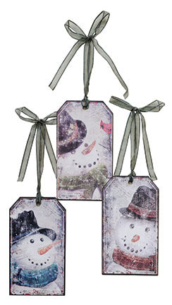 Snowman Tag Ornament 3 Asstd.  (Pack of 4)