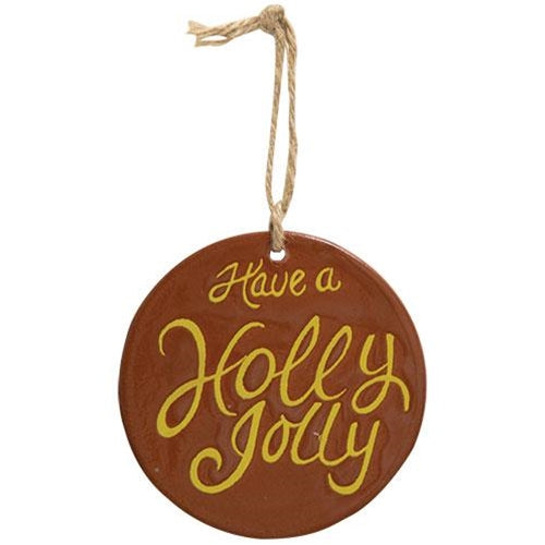Holly Jolly Ceramic Ornament (Pack of 4)