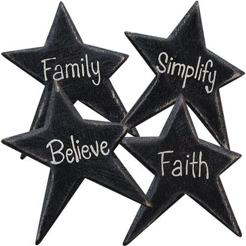 4/Set Black Star Word Magnets  (Pack of 4)