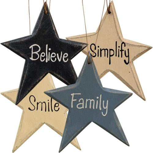 4/Set Vintage Star Word Orns  (Pack of 4)