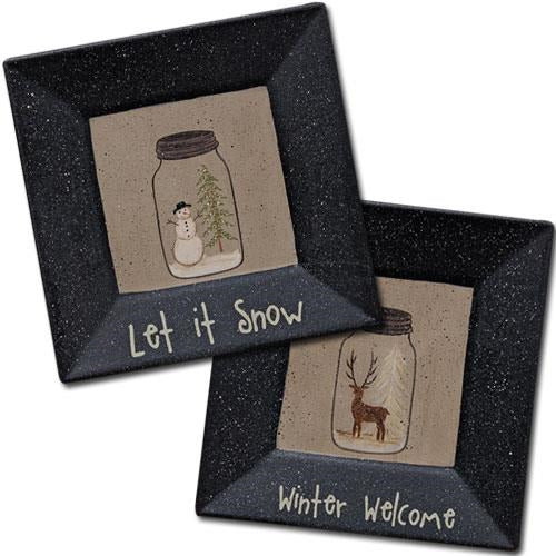 (*Mason Jar Winter Plate Asst.)  (Pack of 4)
