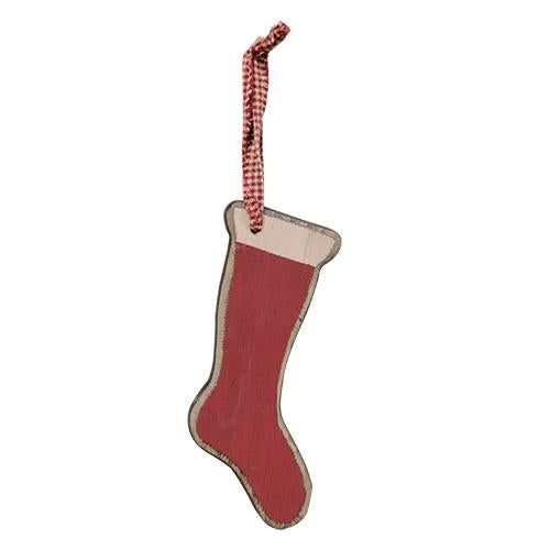 Red Stocking Wood Ornament (Pack of 4)