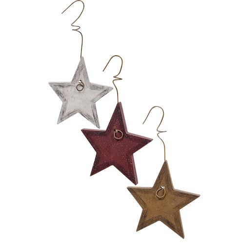 Wood Star Ornament 3 Asstd.  (Pack of 4)