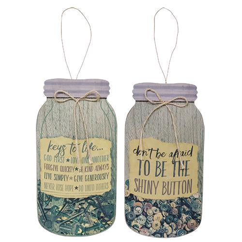 *Button/Key Mason Jar 2 Asstd. (Pack of 2)