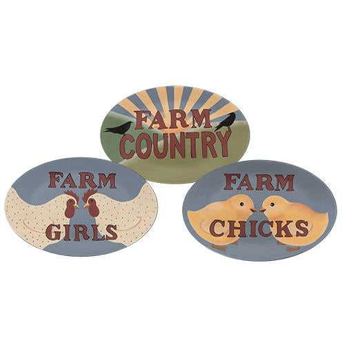 *Farm Girls Oval Plate 3 Asstd. (Pack of 2)