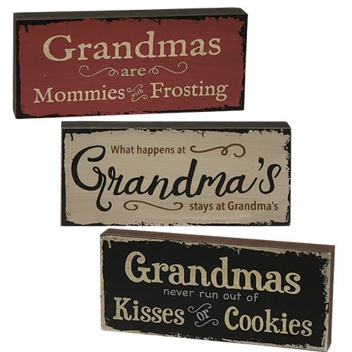 Grandma's Kisses Sign 3 Asstd. (Pack of 4)