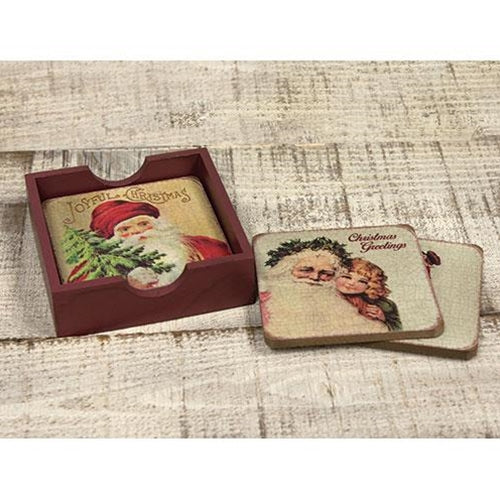 4/Set Vintage Joyful Christmas Coasters (Pack of 2)