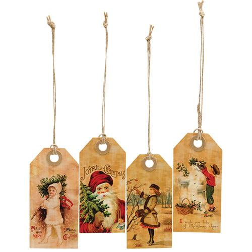 4/Set Vintage Joyful Christmas Tags (Pack of 4)