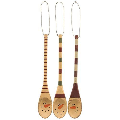 Snowman Face Spoon Ornament 3 Asstd. (Pack of 4)