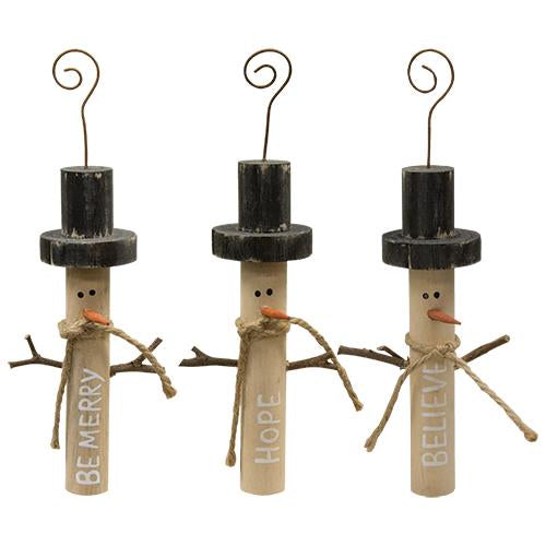 Be Merry Snowman Ornament 3 Asstd.  (Pack of 4)