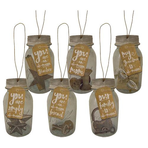 Ah-Mason Jar Ornament 6 Asstd. (Pack of 4)