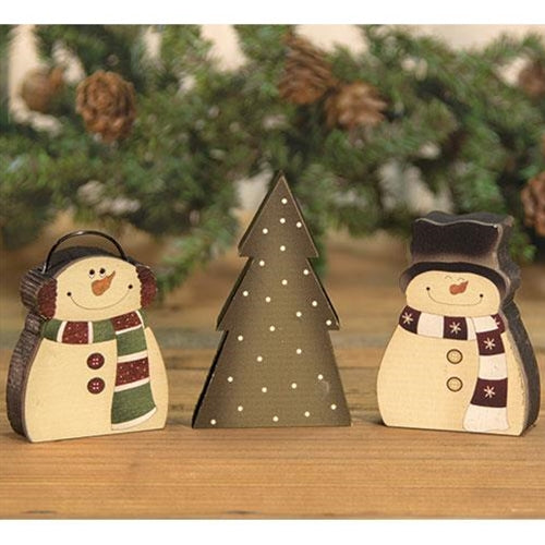 3/Set Snowman/Tree Blocks  (Pack of 4)