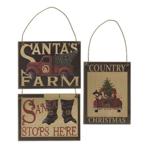 Santa's Farm Ornament 3 Asstd (Pack of 4)