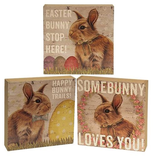 Easter Bunny Box Sign 3 Asstd.  (Pack of 4)