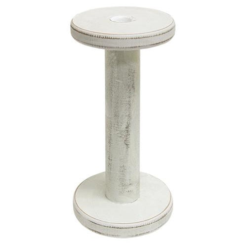 Farmhouse White Spool Candleholder 9.5