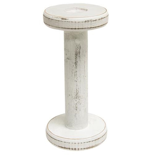 Farmhouse White Spool Candleholder 7.25