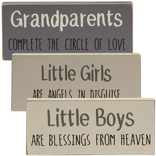 Farmhouse Colors Little Boys Little Girls Block 3 Asstd. (Pack of 4)