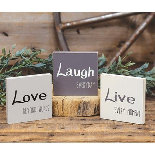 Live Laugh Love Square Block 3 asstd.  (Pack of 4)