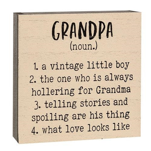 Grandpa Definition Box Sign  (Pack of 4)